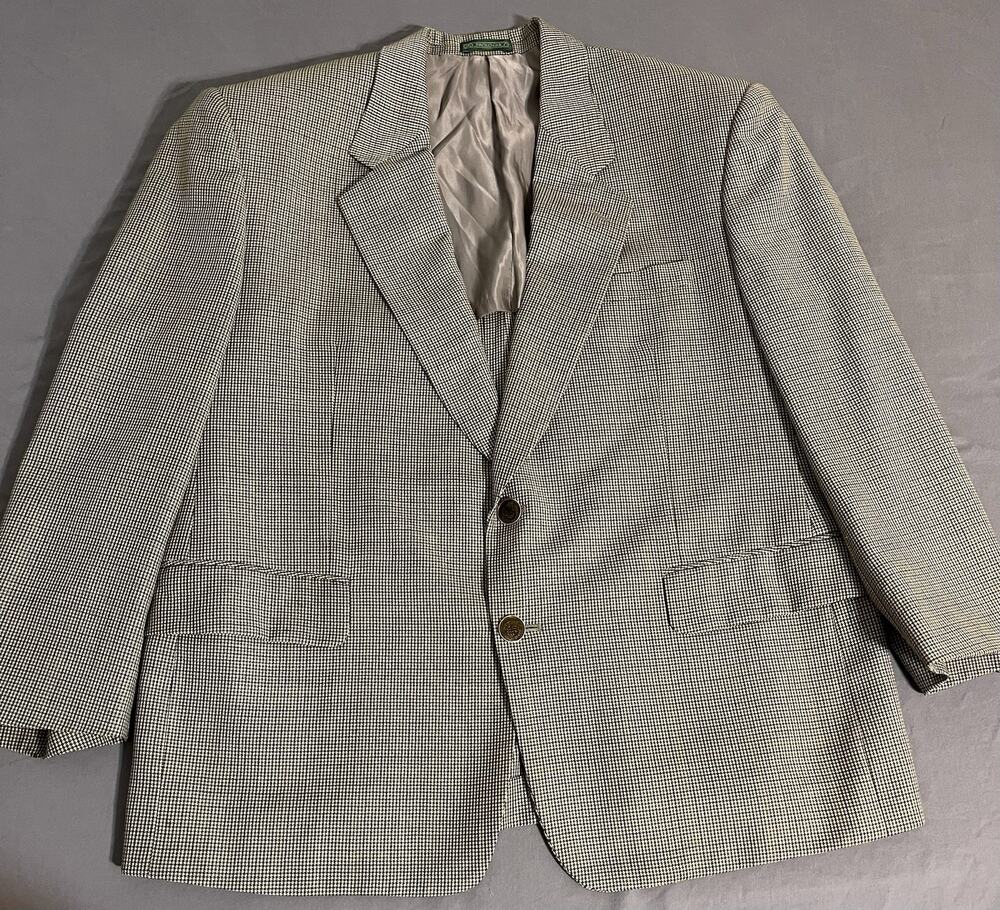 Vtg Designed by Paolo Gucci Blazer Jacket 42R Houndstooth Check Unique Buttons